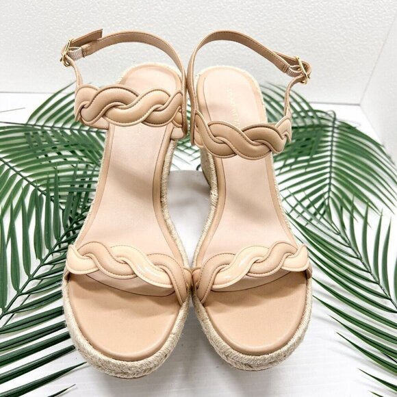 STUART WEITZMAN Twisted Patent Leather Espadrille Wedge Sandals Size 11B NWB - Picture 2 of 14